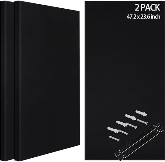 BUBOS 2 PCS Fabric Acoustic Panels,47.2''x23.7'' Decorative Sound Dampening Panels, Art Large Acoustic Wall Panels for Studios, Office, Home Theater,Max CavityPro Balck