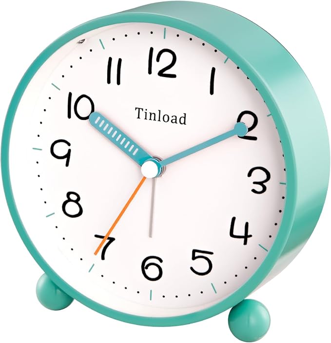 4.5" Antique Retro Analog Alarm Clock, Small Silent Battery Operated Clock with Manual Light, Snooze, Vintage Decor for Bedroom, Living Room, Office, Bedside,Desk（Green）