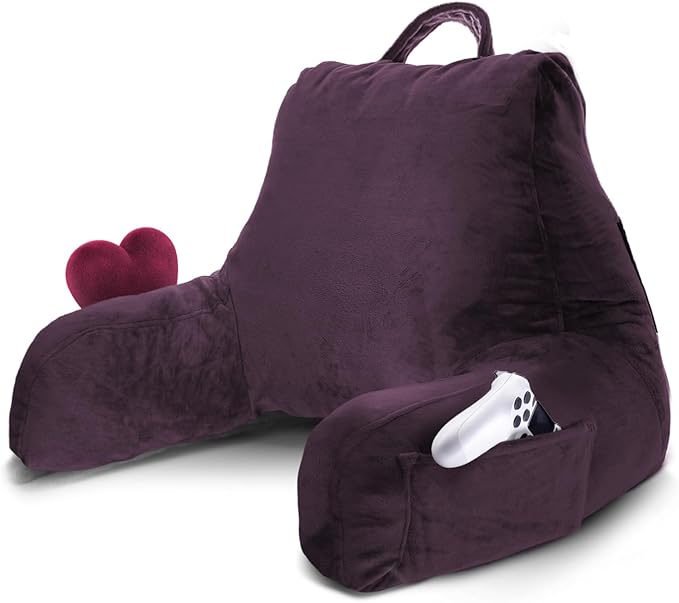 Nestl Reading Pillow for Kids & Teens with Shredded Memory Foam, Backrest Pillows for Reading, Watching, and Gaming, Use on The Couch, Bed, or Floor, Adjustable Support with Washable Cover Purple