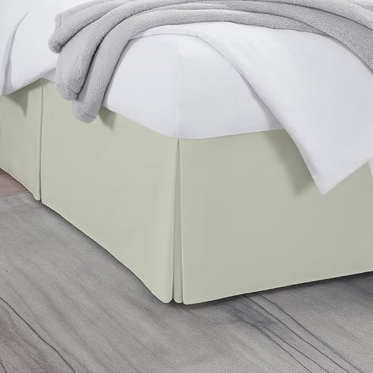 Queen Bed Skirt, Luxury 15 Inch Drop Ivory Pleated Bed Skirt, Double Brushed Microfiber, Box Pleat Design, Wrinkle & Fade Resistant, Easy Fit Tailored Bedskirt for Queen Size Beds