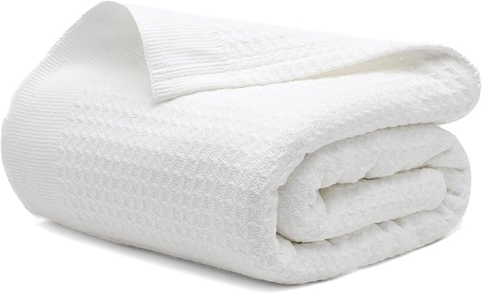 Salt Earth 100% Cotton Throw Blanket, King, 106"X92" Waffle Throws for Home, Bedrooms, Outdoor & Office Couch, Modern & Cozy Bed Room Decor Blankets,Lightweight All Season Western Blanket(White)