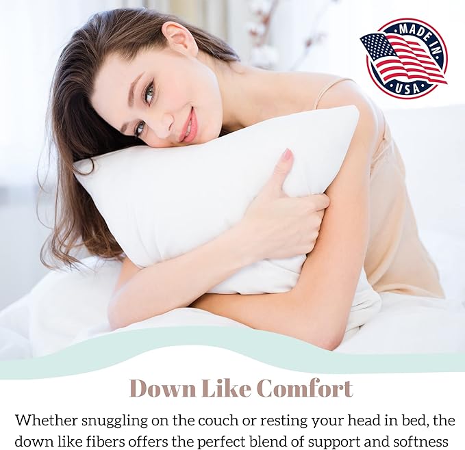 Pillowflex Synthetic Down Pillow Insert - 20x36 Down Alternative Pillow, Ultra Soft King Bed Sleeping Pillow, Large Rectangle Sham - 1 Decorative Pillow Form