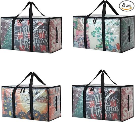 Heavy Duty 93L (24.5 Gallon) Stackable Storage Bins with Fully Openable Lids, Moving Bags Heavy Duty, Clear Plastic Totes for Moving Storage, Home Organization, Closet, Dorm Room 4 Pack