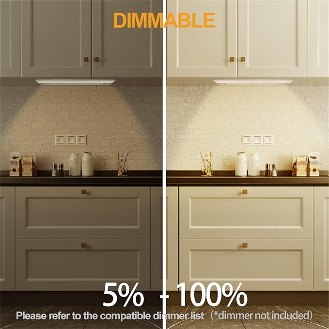 Ansen 4Packs of Under Cabinet Lighting Hardwired, 18IN 15W 998LM, Dimmable Led Light for Kitchen/Bar/Closet, CRI>92, R9>90, 3 Color Temperature, 3000K/4000K/5000K(Warm White, Cool White, Daylight)