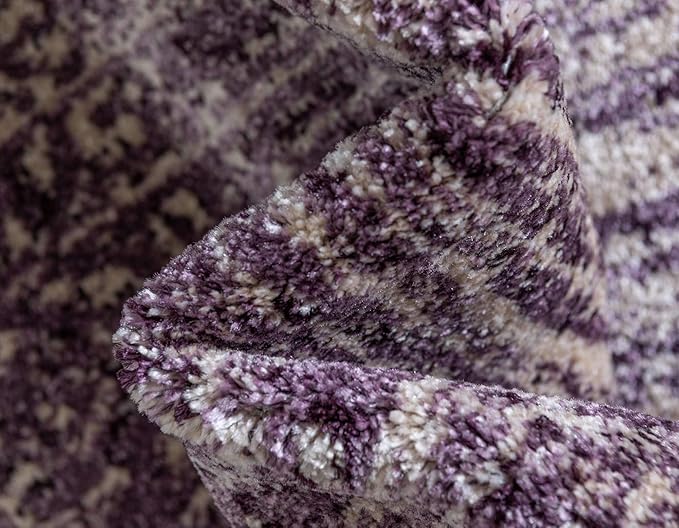 Unique Loom Del Mar Collection Area Rug - Jennifer (7' 10" Round, Purple/ Ivory)