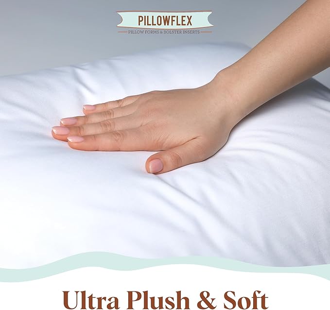 Pillowflex Synthetic Down Pillow Insert - 14x38 Down Alternative Pillow, Ultra Soft, Large Rectangle Body Sleeping Pillow, Lumbar, Long, Back - 1 Decorative Pillow Form