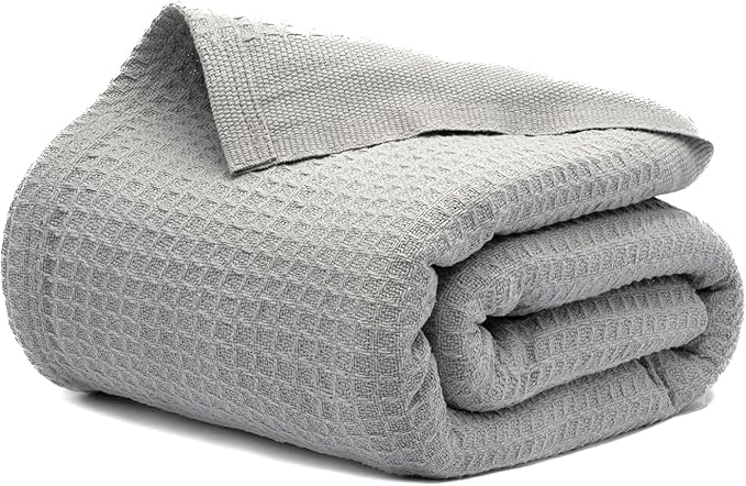 Salt Earth 100% Cotton Throw Blanket, Twin, 68"x92" Waffle Throws for Home, Bedrooms, Outdoor and Cozy Couch, Modern Bed Room Decor Blankets, Lightweight, All Season Western Blanket (Scottish Grey)