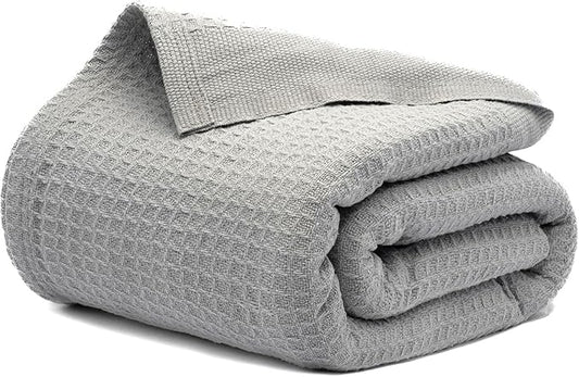 Salt Earth 100% Cotton Throw Blanket, Twin, 68"x92" Waffle Throws for Home, Bedrooms, Outdoor and Cozy Couch, Modern Bed Room Decor Blankets, Lightweight, All Season Western Blanket (Scottish Grey)