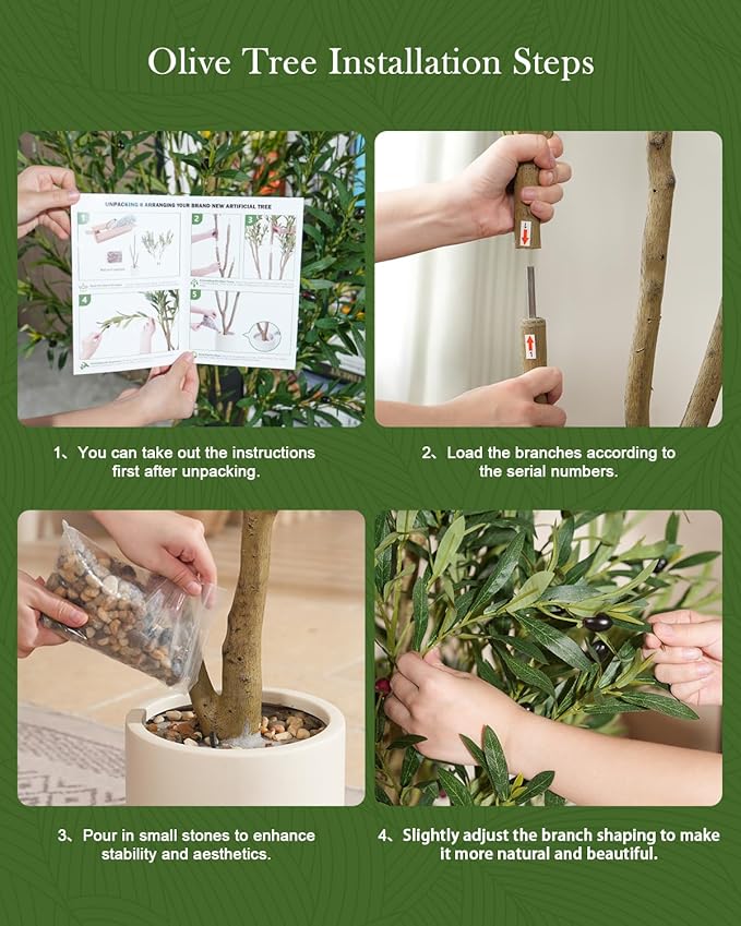 Olive Tree 7FT Fake Tree Faux Plants Indoor with Pot Artificial Tree Nearly Natural Olive Branches and Fruits for Living Room Home Office Decorations