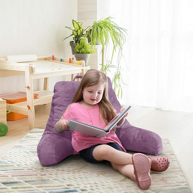 Nestl Reading Pillow for Kids & Teens with Shredded Memory Foam, Backrest Pillows for Reading, Watching, and Gaming, Use on The Couch, Bed, or Floor, Adjustable Support, Washable Cover Lavender Dream