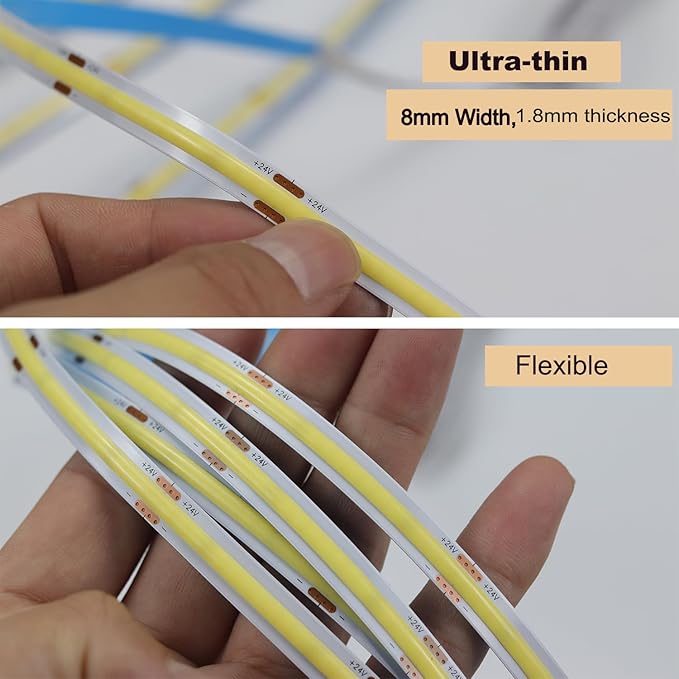 Under Cabinet Lights Kit, Ultra Thin COB LED Cabinet Strips, Bright Under Counter Lights for Kitchen, Cabinet, Counter, Workbench, Desk (Neutral White 4000K, 4 * 5Ft)