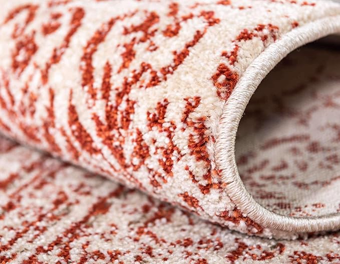 Unique Loom Del Mar Collection Area Rug - Jennifer (10' 6" x 16' 5" Rectangle, Red/ Beige)