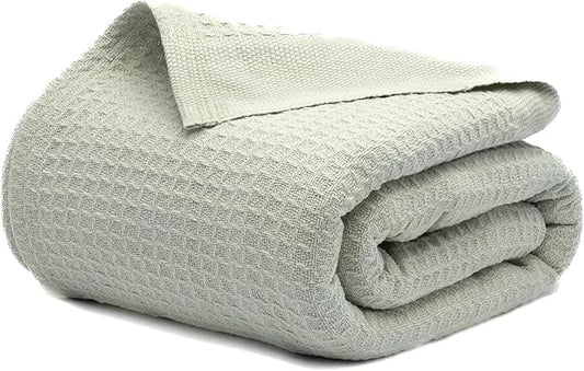 Salt Earth 100% Cotton Throw Blanket, Twin, 68"x92" Waffle Throws for Home, Bedrooms, Outdoor & Cozy Couch, Modern & Cozy Bed Room Decor Blankets,Lightweight All Season Western Blanket(Sea Foam)