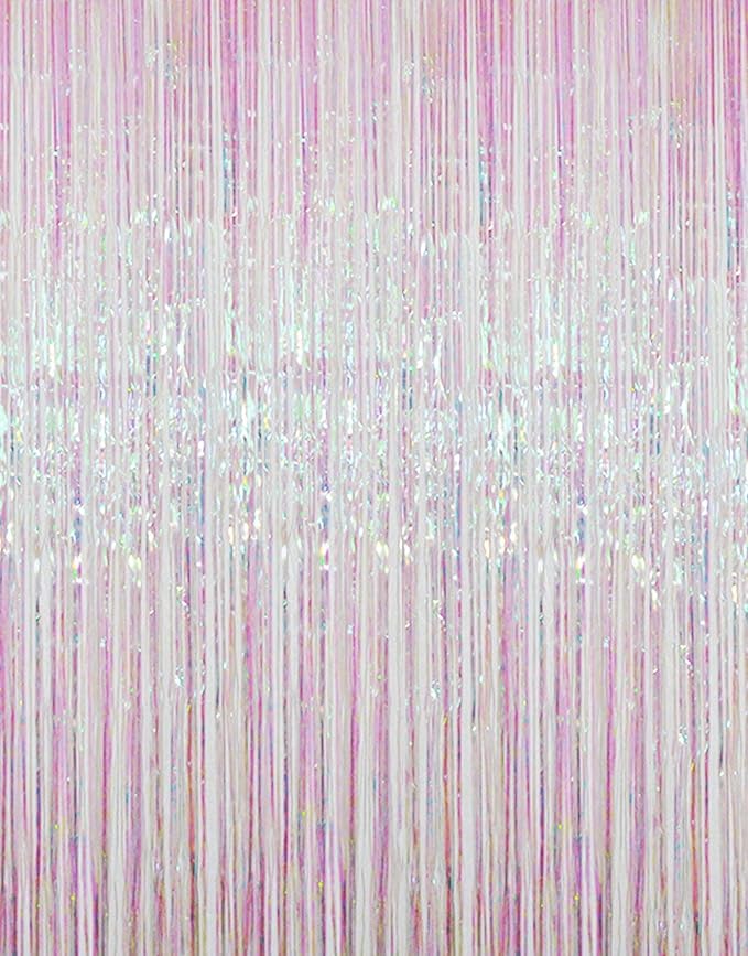 GOER 3.2 ft x 9.8 ft Metallic Tinsel Foil Fringe Curtains Party Photo Backdrop Party Streamers for Birthday,Graduation,New Year Eve Decorations Wedding Decor (1 Pack,Multicolor)