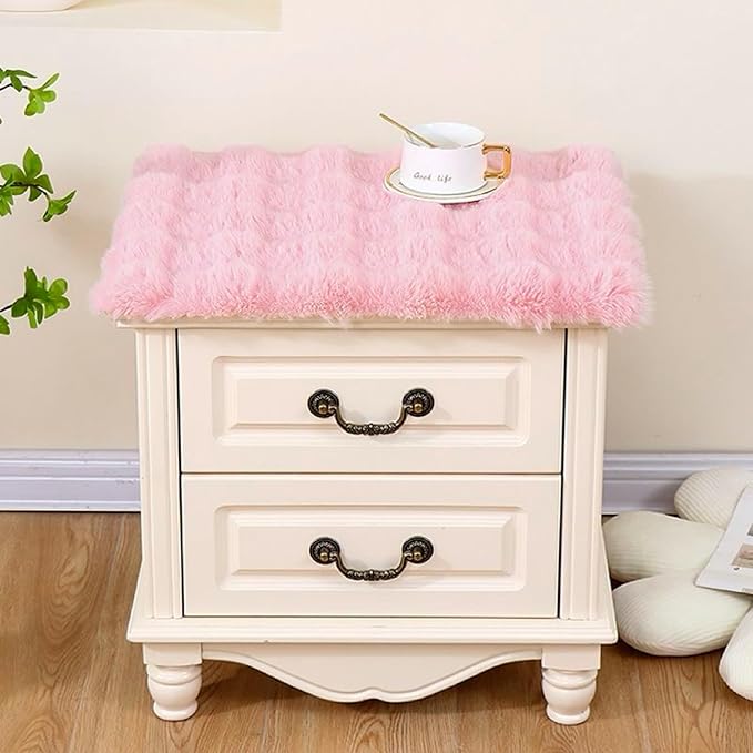 Nightstand Dust Cover Bedside Table Mat lint-Pink