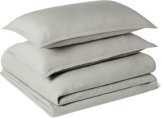 Amazon Basics Brushed Microfiber Comforter Set, Extra Soft with Natural Texture, 3-Piece, King, Grey