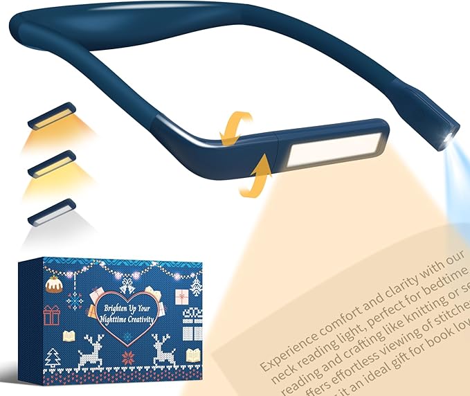 Book Light For Reading In Bed Neck Light Rechargeable Lamp For Reading Camping Working, Christmas Birthday Gifts For Book Lovers Trending Gifts For Men Women Adults Teens Readers Bible Study Supplies