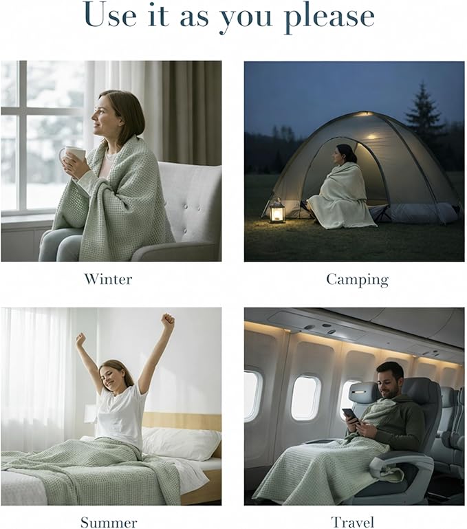 Salt Earth 100% Cotton Throw Blanket, Twin, 68"X92" Waffle Throws for Home, Bedrooms, Outdoor & Office Couch, Cozy Bed Room Decor Blankets, Christmas Blankets and Throws (White)