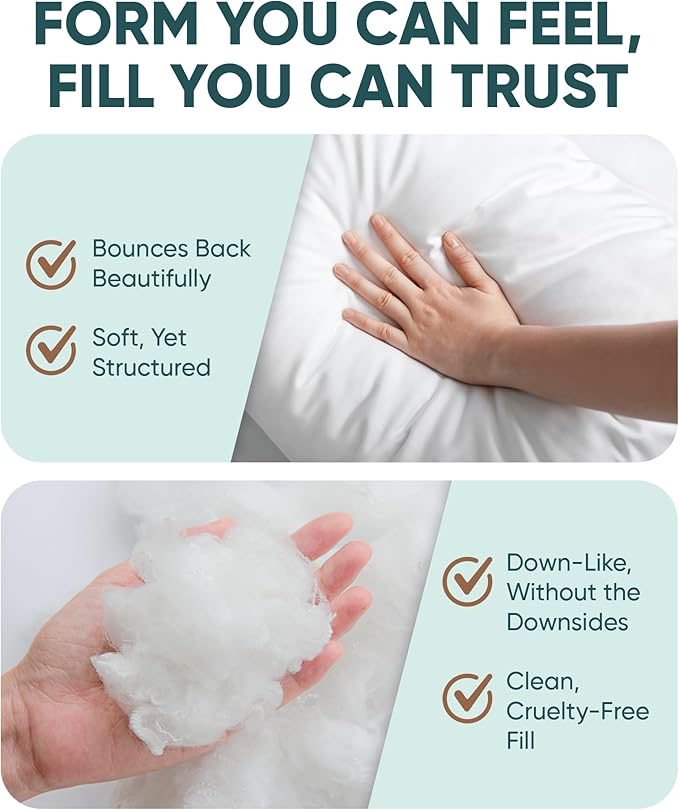 Pillowflex Synthetic Down Pillow Insert - 17x17 Down Alternative, Ultra Soft Throw Pillow,Couch Sham, Bed Sleeping Accent Pillow - 1 Decorative Accent Form