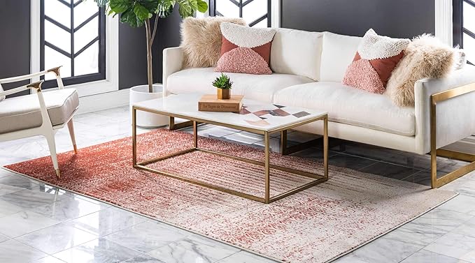 Unique Loom Del Mar Collection Area Rug - Jennifer (10' 6" x 16' 5" Rectangle, Red/ Beige)