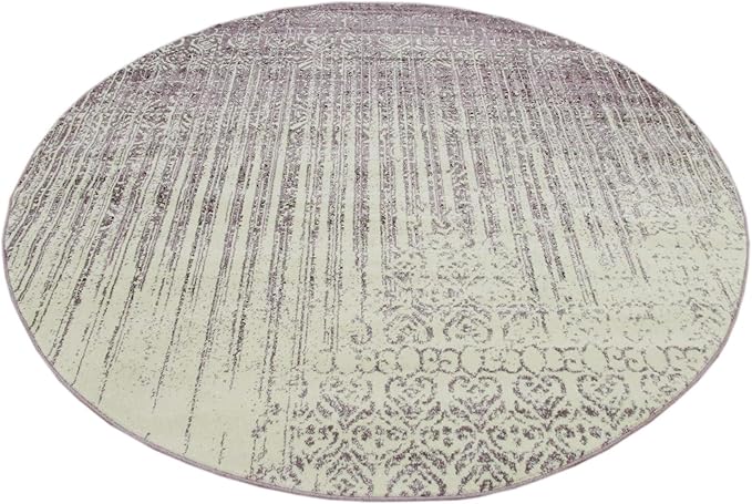 Unique Loom Del Mar Collection Area Rug - Jennifer (7' 10" Round, Purple/ Ivory)