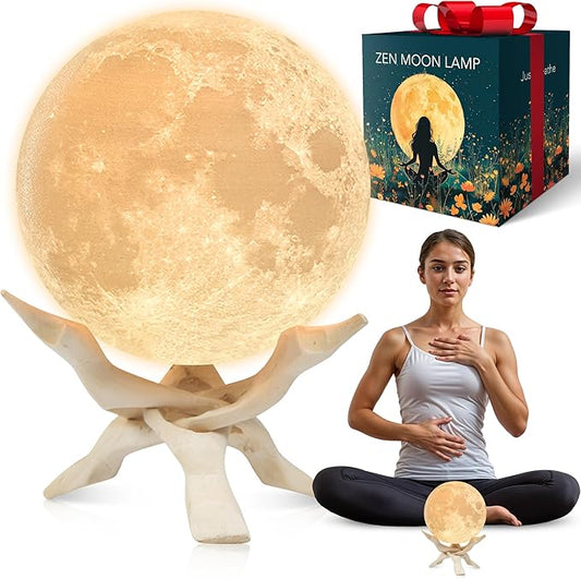 Zen Moon Lamp - Visual Meditation Light for Relaxation and Mindfulness - Guided Breathing Night Light - Spiritual Birthday Gifts for Women, Mom, Best Friend - Unique Decor for Bedroom (5.5 inch)