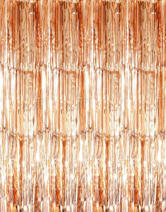 GOER 3.2 ft x 8.2 ft Metallic Tinsel Foil Fringe Curtains Party Photo Backdrop Party Streamers for Birthday,Graduation,New Year Eve Decorations Wedding Decor (Champagne Gold,1 Pack)