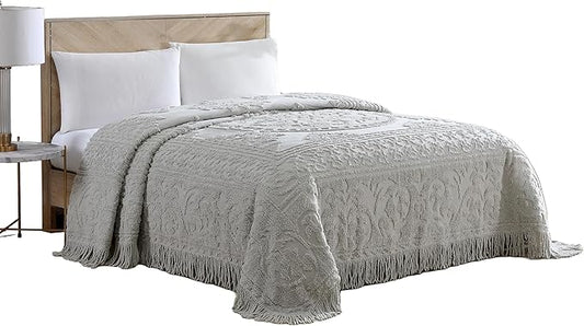 Beatrice Home Fashions Medallion Chenille Bedspread, King, Gray