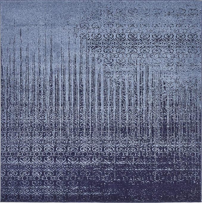 Unique Loom Del Mar Collection Area Rug - Jennifer (6' 1" Square, Blue/ Navy Blue)