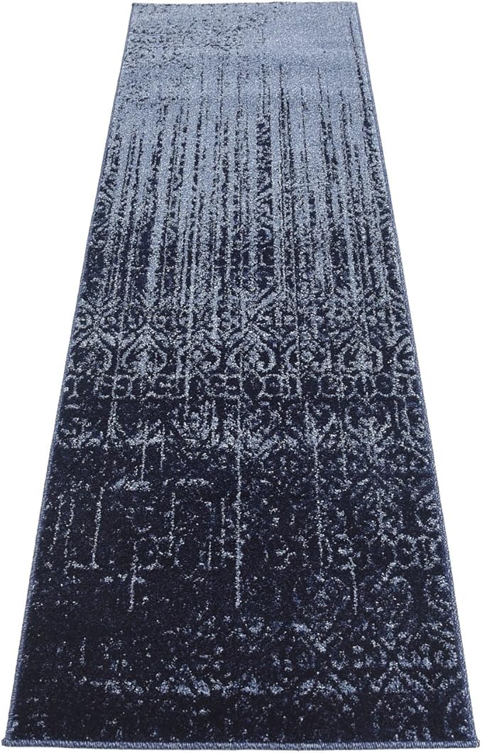 Unique Loom Del Mar Collection Area Rug - Jennifer (2' x 6' 1" Runner, Blue/ Navy Blue)