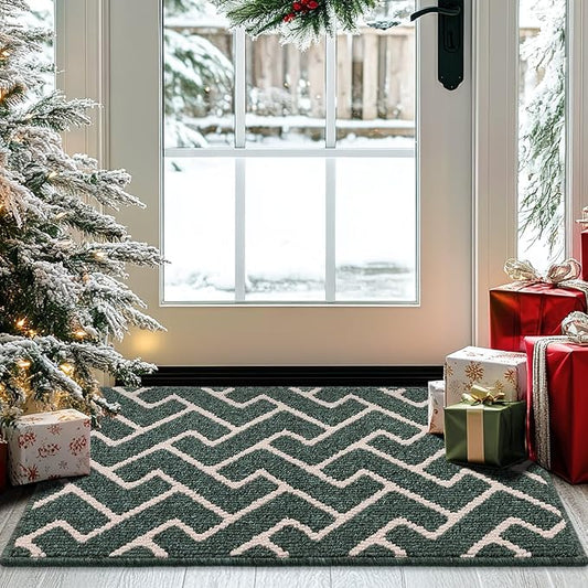 hicorfe Indoor Doormat,Front Back Door Mat Rubber Backing Non Slip Door Mats 20"x31.5" Absorbent Resist Dirt Entrance Doormat Inside Floor Mats for Entryway Washable Low-Profile(Teal)