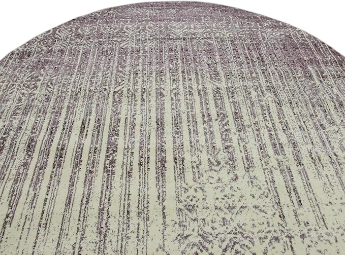 Unique Loom Del Mar Collection Area Rug - Jennifer (7' 10" Round, Purple/ Ivory)