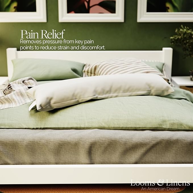 12x48 inch Boudoir Pillow by Looms and Linens with Down Alternative Lumbar Throw Pillow - USA Made Lumbar Pillow Pack of 1