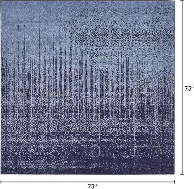 Unique Loom Del Mar Collection Area Rug - Jennifer (6' 1" Square, Blue/ Navy Blue)