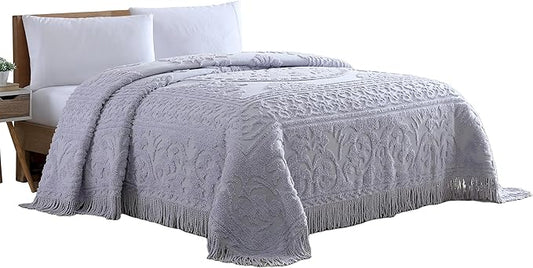 Beatrice Home Fashions Medallion Chenille Bedspread, Queen, Lavender