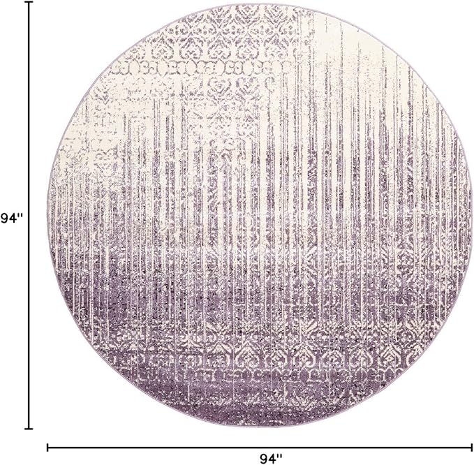 Unique Loom Del Mar Collection Area Rug - Jennifer (7' 10" Round, Purple/ Ivory)