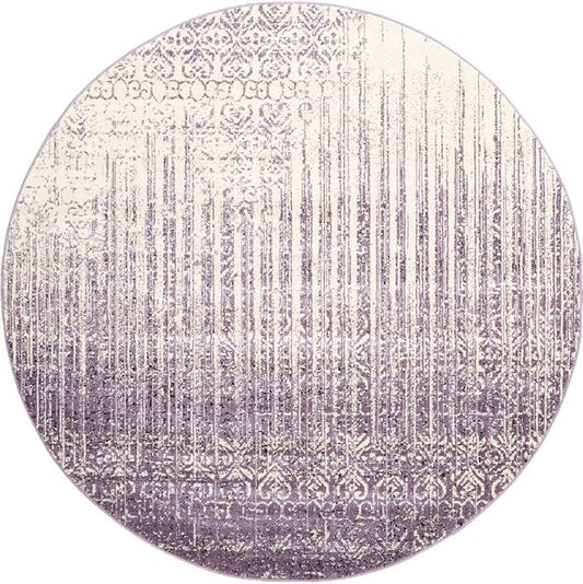 Unique Loom Del Mar Collection Area Rug - Jennifer (7' 10" Round, Purple/ Ivory)