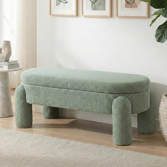 Ottoman with Storage, Large Foot Rest Ottoman Storage Bench,End of Bed Bench,Upholstered Seating,for Entryway, Hallway, Living Room,Bedroom (Green)