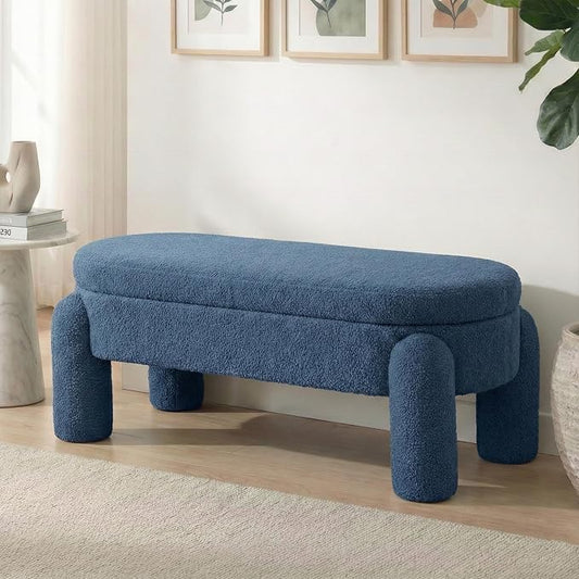 Ottoman with Storage, Large Foot Rest Ottoman Storage Bench,End of Bed Bench,Upholstered Seating,for Entryway, Hallway, Living Room,Bedroom (Navy)