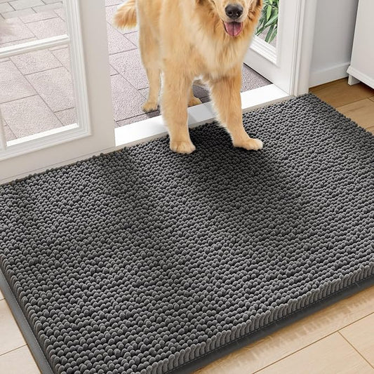 Amyracel Dirt Trapping Door Mat, 36" x 48" Large Absorbent Dog Door Mat for Muddy Paws, Quick Dry Non Slip Chenille Mud Mat for Dogs, Machine Washable Entry Indoor Entryway Rug for Inside Floor