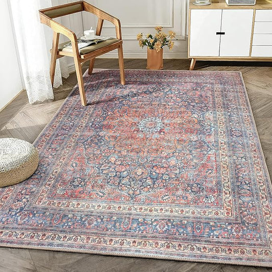 Bloom Rugs Washable Non-Slip 2' x 3' Rug - Multicolor Traditional Medallion Area Rug for Living Room, Bedroom, Dining Room, and Kitchen - Exact Size: 2' x 3'