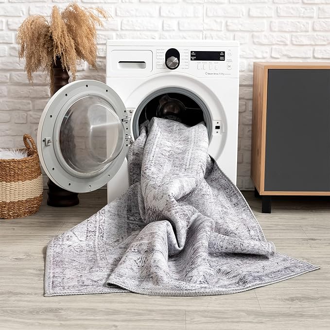 Bloom Rugs Washable Non-Slip 9' x 12' Rug - Beige/Off White Traditional Bordered Area Rug for Living Room, Bedroom, Dining Room, and Kitchen - Exact Size: 9' x 12'