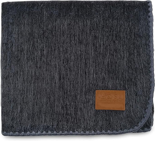 QISU Alpaca Wool Blanket Throw | Large, Beautiful, Warm, Solid | 85 x 65 inches | Ultra-Soft, Hypoallergenic and Breathable | Non-Itchy or Scratchy Fabric (Dark Grey Solid)