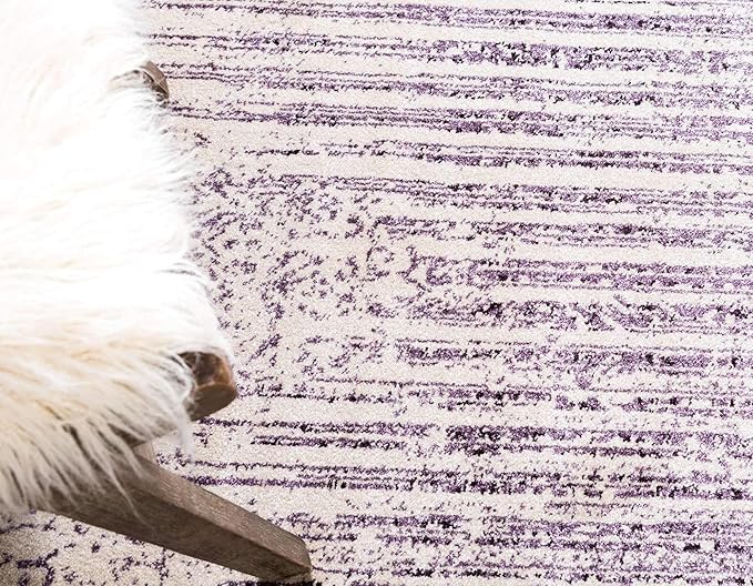 Unique Loom Del Mar Collection Area Rug - Jennifer (7' 10" Round, Purple/ Ivory)