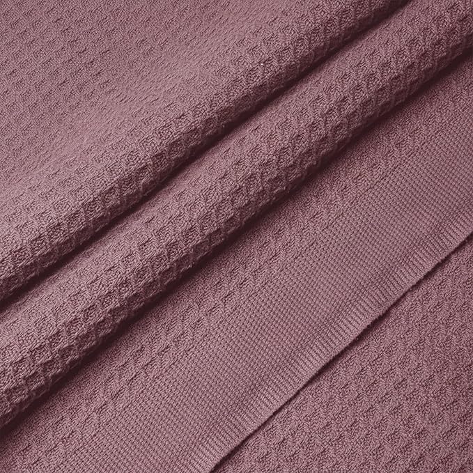 Salt Earth 100% Cotton Throw Blanket, Queen, 90"X92" Waffle Throws for Home, Bedrooms, Outdoor Couch Office Couch, Modern Cozy Room Decor Blankets, Lightweight, All Season Western Blanket (Lavender)