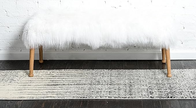 Unique Loom Del Mar Collection Area Rug - Jennifer (2' x 6' 1" Runner, Gray/ Black)