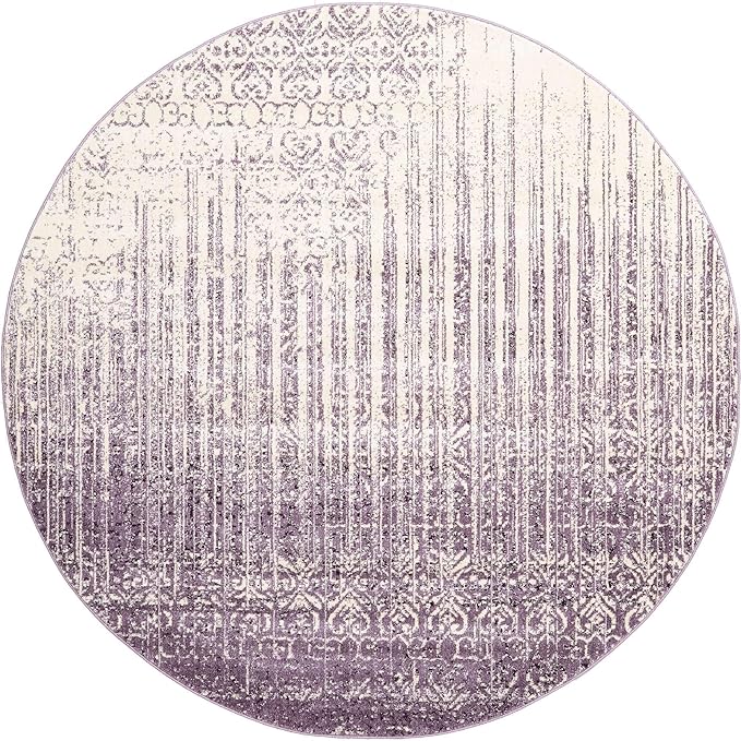 Unique Loom Del Mar Collection Area Rug - Jennifer (7' 10" Round, Purple/ Ivory)