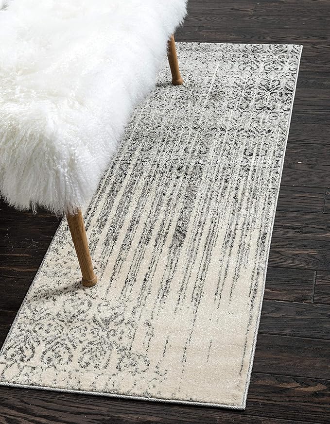 Unique Loom Del Mar Collection Area Rug - Jennifer (2' x 6' 1" Runner, Gray/ Black)