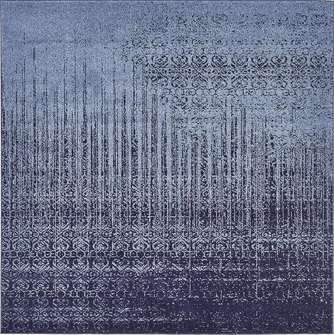 Unique Loom Del Mar Collection Area Rug - Jennifer (6' 1" Square, Blue/ Navy Blue)