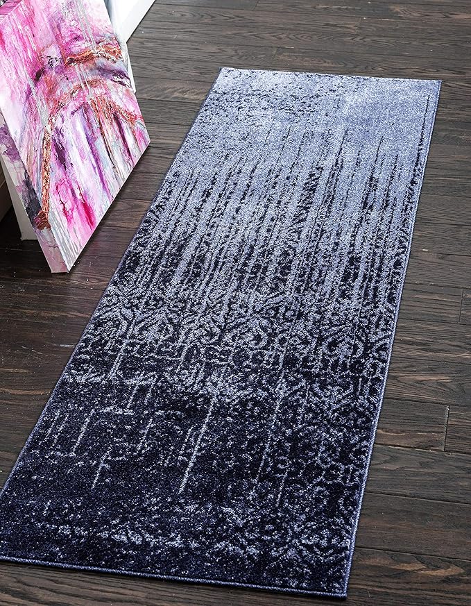 Unique Loom Del Mar Collection Area Rug - Jennifer (2' x 6' 1" Runner, Blue/ Navy Blue)